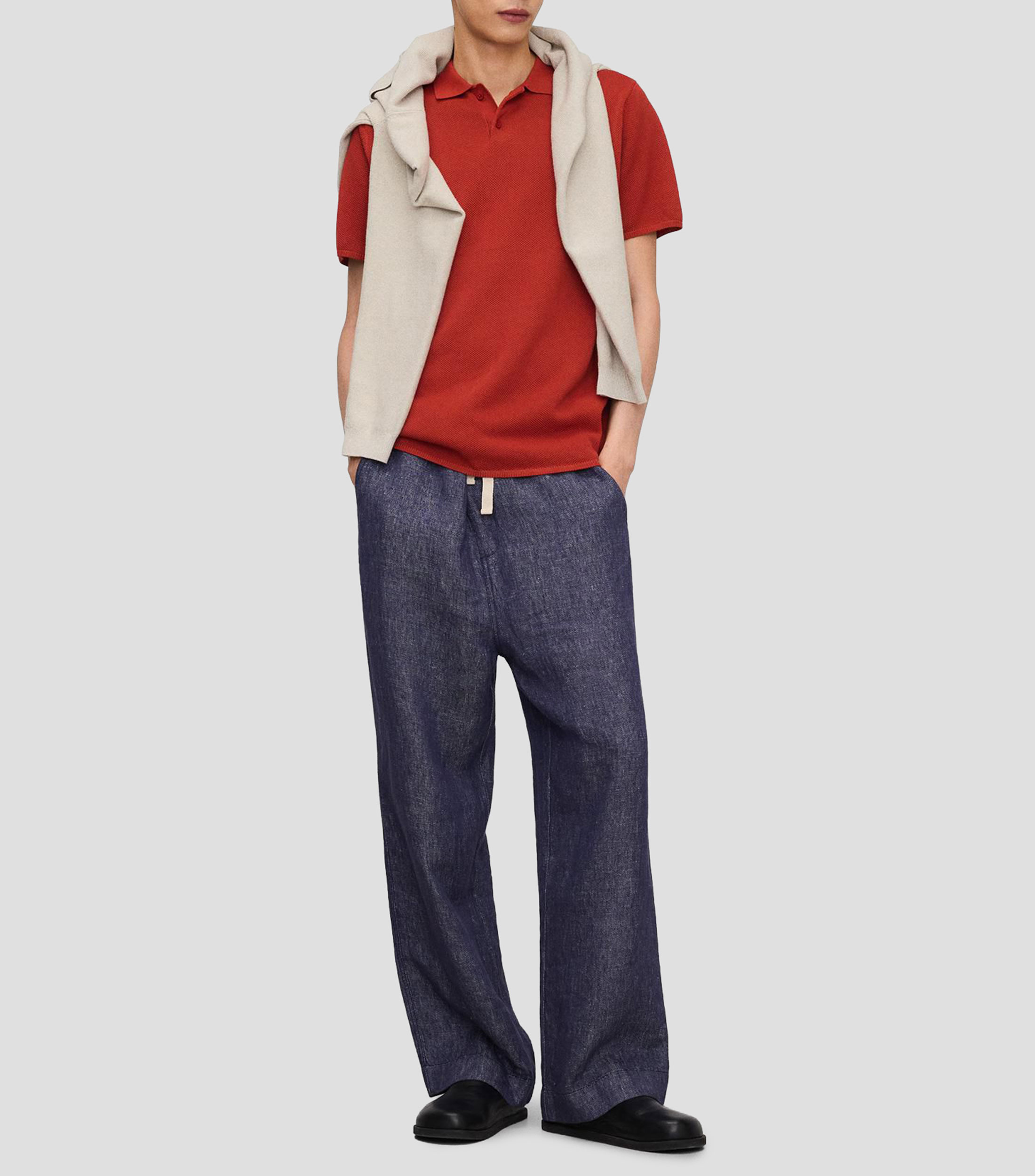 Playera tipo polo con manga corta lisa Hombre